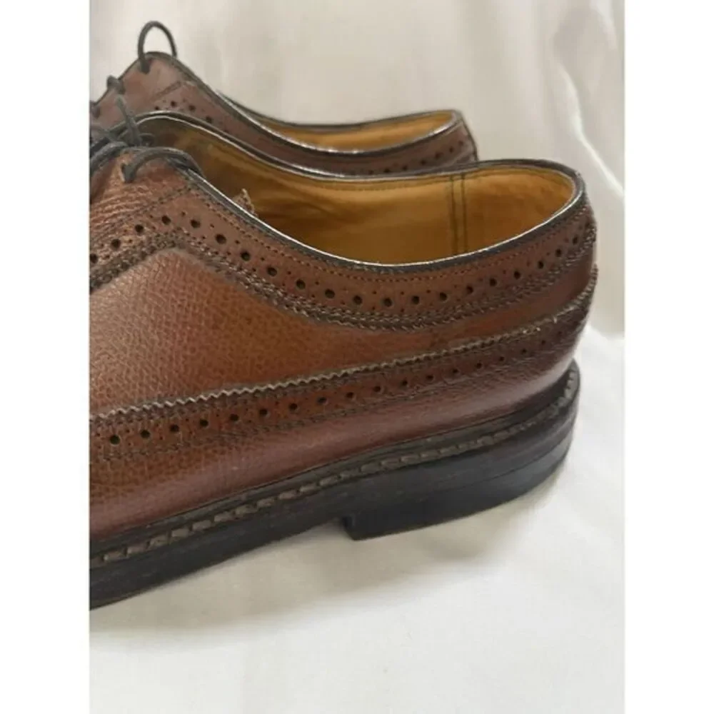 Vintage FLORSHEIM Longwing Shoes‎ 8.5 Whiskey Brown KENMOOR Wingtips Made USA